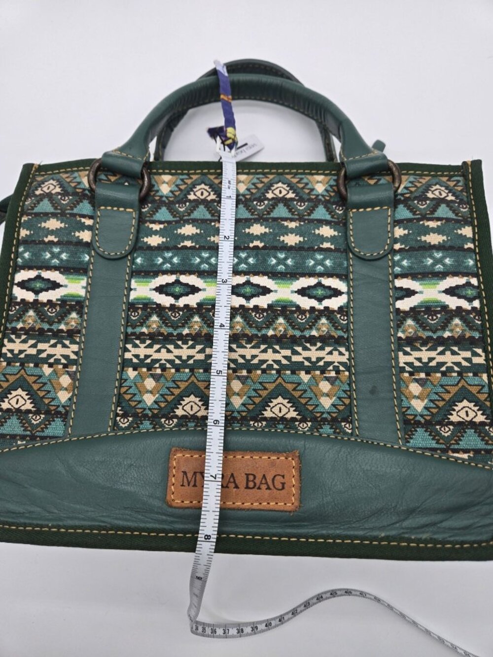 Myra Hunter Green Cream Double Handle Purse Bag *No Crossbody Strap - Picture 4 of 8